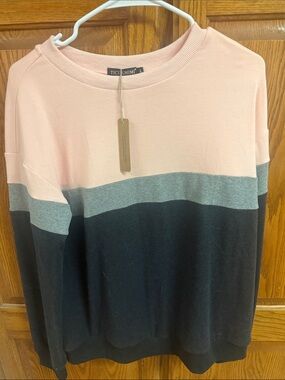 TICTICMIMI Colorblock Crewneck Sweater - Pink, Gray, Black Large NEW